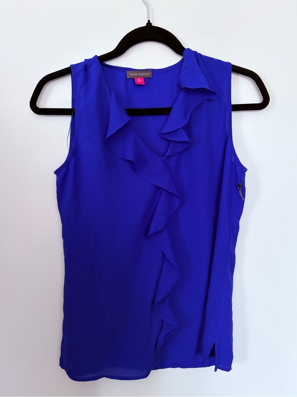 Vince Camuto Royal Blue Ruffle Sleeveless Blouse - XS
